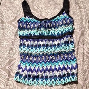 Vibrant Blue Patterned Takini Swim Top